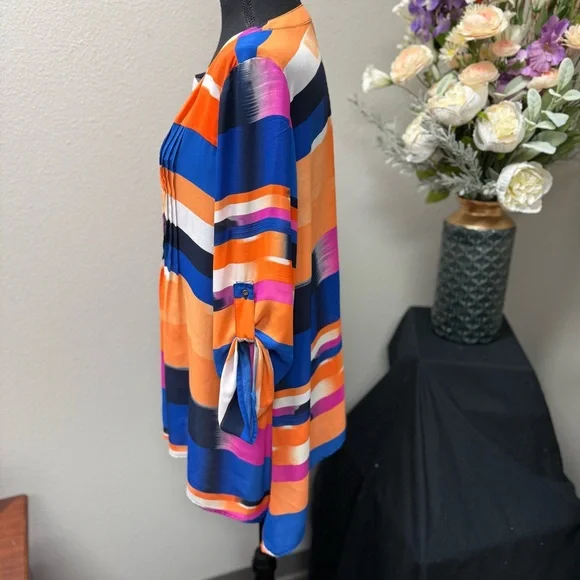 Chaus New York Women’s Multicolor Stripe Button-Down Blouse – Size M - Picture 3 of 8